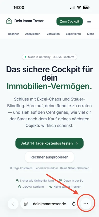 Schritt 1: Seite im Safari öffnen
