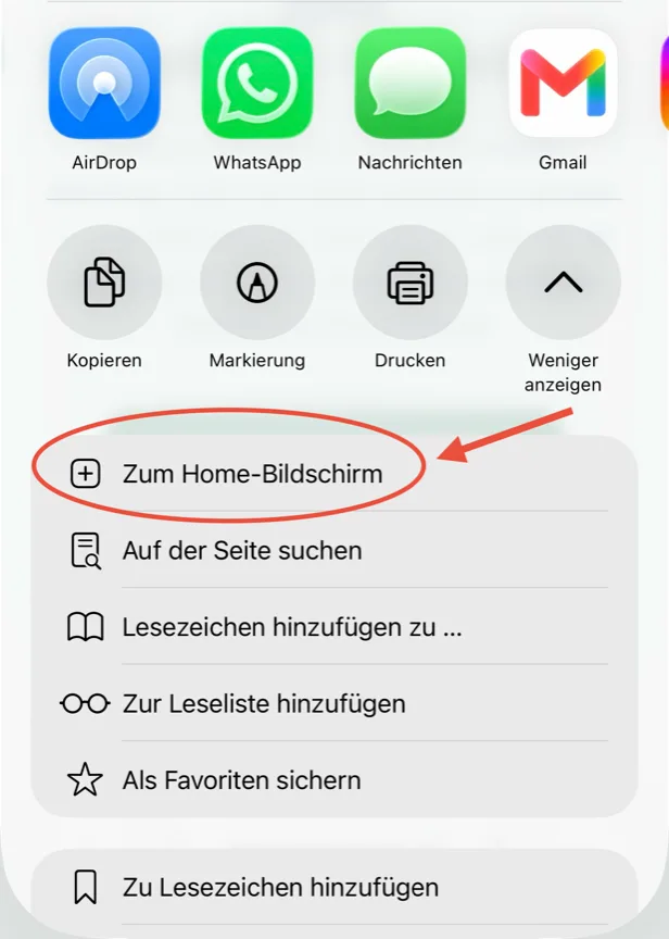 Schritt 3: „Zum Home-Bildschirm“ wählen